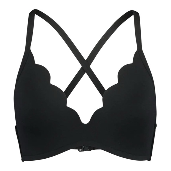Seafolly Petal Edge triangle D cup bikini top in black NWT - Picture 2 of 9